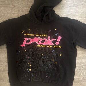 Black Hoodie with Pink and Yellow Graphic